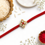 925 Sterling Silver Crimson Floral Charm Rakhi